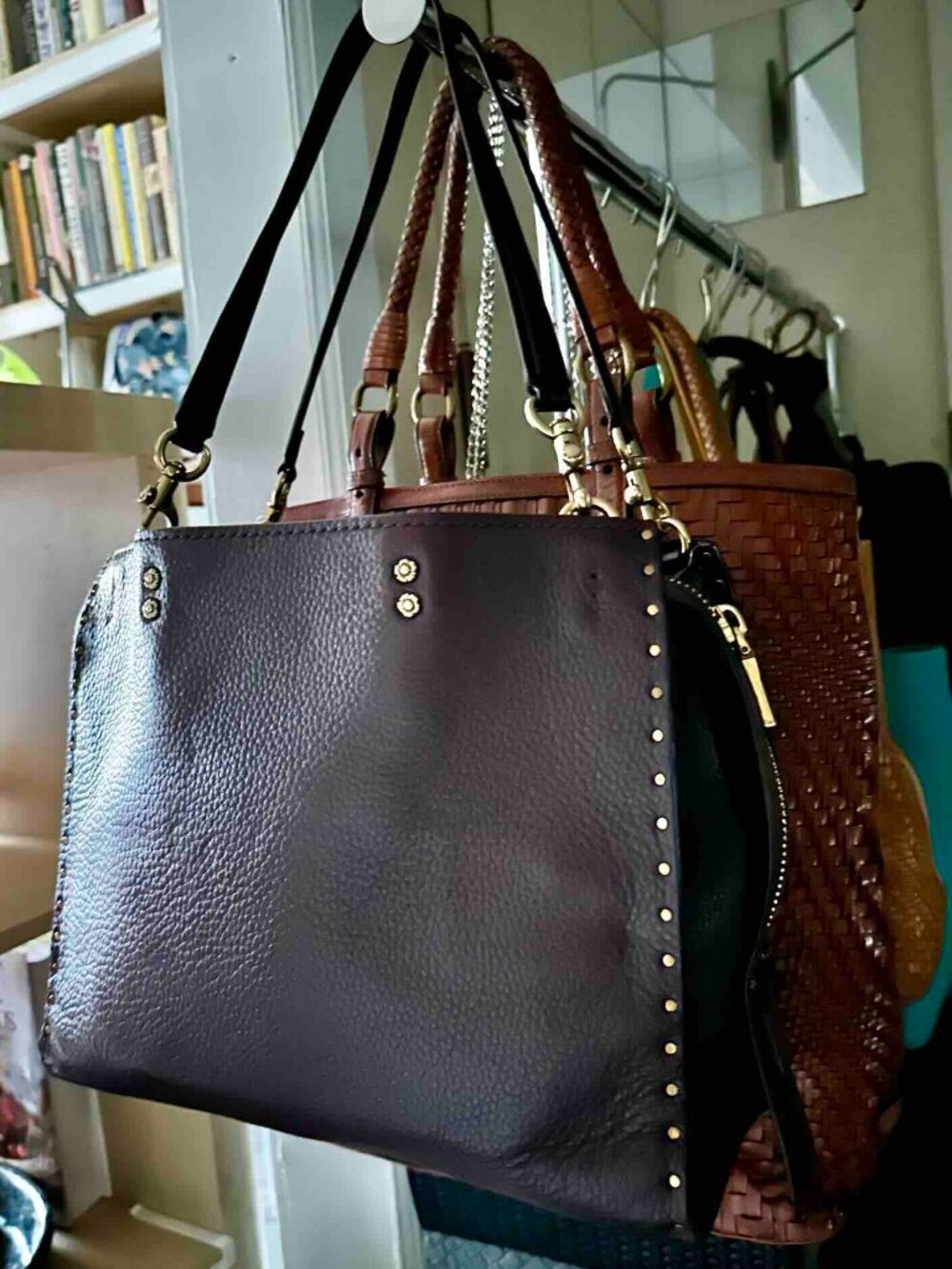COACH Rogue 30/31 1941 Oxblood Brass Border Rivets TeaRose Leather bag RARE - Picture 3 of 15